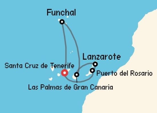 Itinerario del Crucero Islas Canarias desde Las Palmas de Gran Canaria Aida Cruises