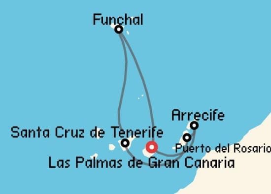 Itinerario del Crucero Islas Canarias desde Las Palmas de Gran Canaria Costa Cruceros