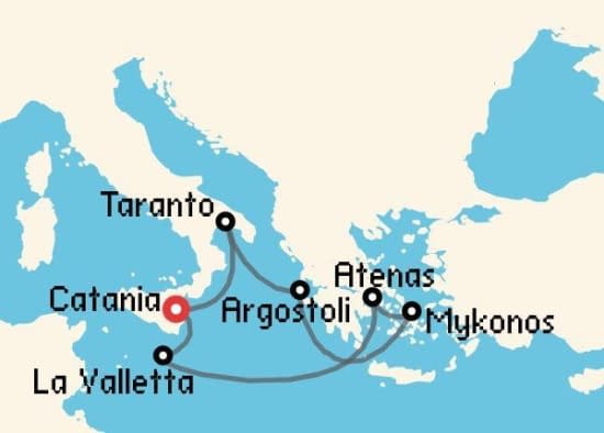 Itinerario del Crucero Islas Griegas desde Catania - Sicilia Costa Cruceros
