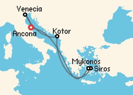 Itinerario del Crucero Islas Griegas desde Ancona MSC Cruceros