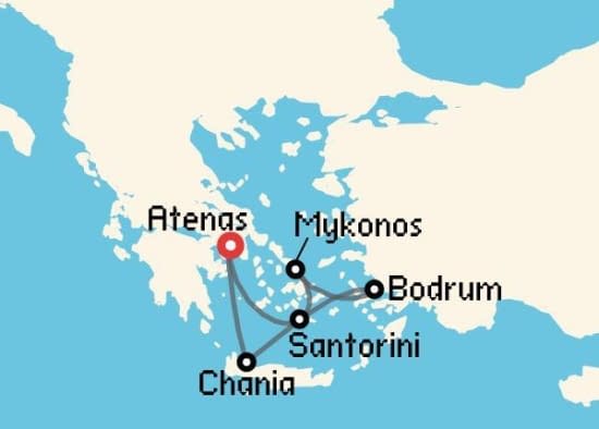 Itinerario del Crucero Islas Griegas desde Atenas - El Pireo Virgin Voyages