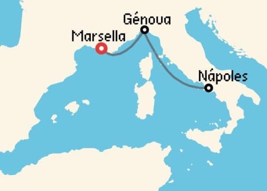 Itinerario del Crucero Mediterráneo desde Marsella MSC Cruceros