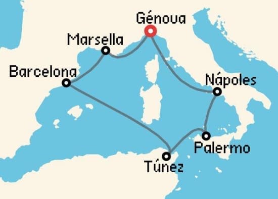 Itinerario del Crucero Mediterráneo desde Génova MSC Cruceros