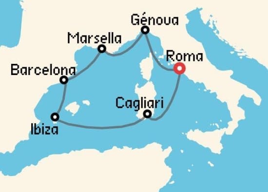 Itinerario del Crucero Mediterráneo desde Roma - Civitavecchia MSC Cruceros