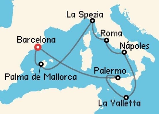 Itinerario del Crucero Mediterráneo desde Barcelona Celebrity Cruises