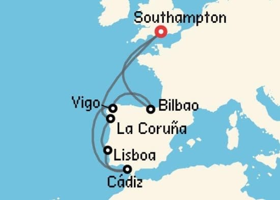 Itinerario del Crucero Mediterráneo desde Southampton Royal Caribbean