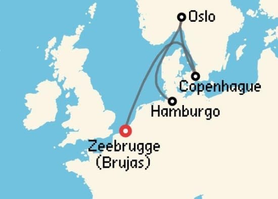Itinerario del Crucero Báltico y Norte de Europa desde Zeebrugge - Brujas MSC Cruceros