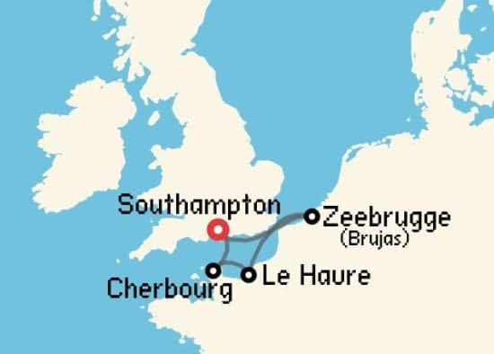 Itinerario del Crucero Báltico y Norte de Europa desde Southampton Cunard