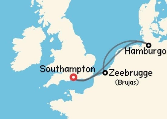 Itinerario del Crucero Báltico y Norte de Europa desde Southampton Cunard