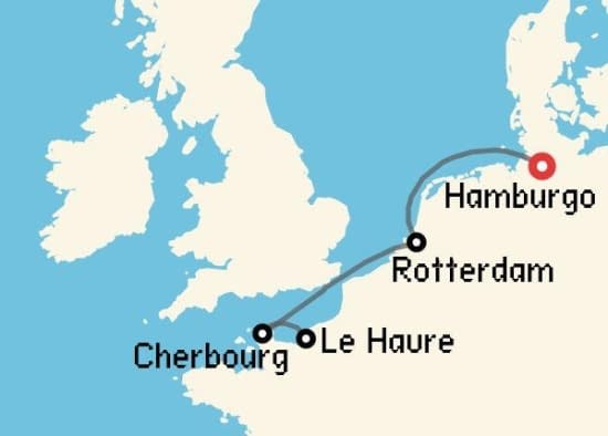 Itinerario del Crucero Báltico y Norte de Europa desde Hamburgo MSC Cruceros