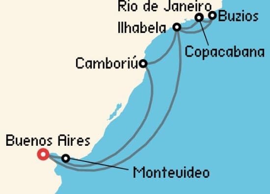 Itinerario del Crucero Sudamérica desde Buenos Aires MSC Cruceros
