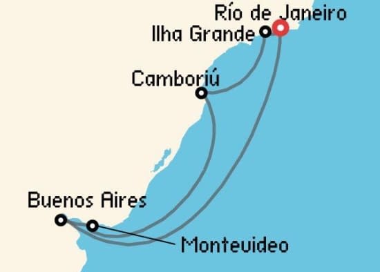 Itinerario del Crucero Sudamérica desde Río de Janeiro Costa Cruceros
