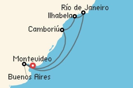 Itinerario del Crucero Sudamérica desde Montevideo MSC Cruceros