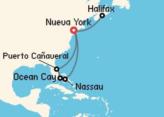 Itinerario del Crucero Norteamérica y Canadá desde Nueva York MSC Cruceros