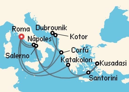 Itinerario del Crucero Islas Griegas desde Roma - Civitavecchia Princess Cruises