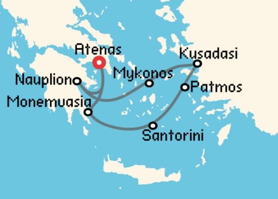Itinerario del Crucero Islas Griegas desde Atenas - El Pireo Windstar Cruises