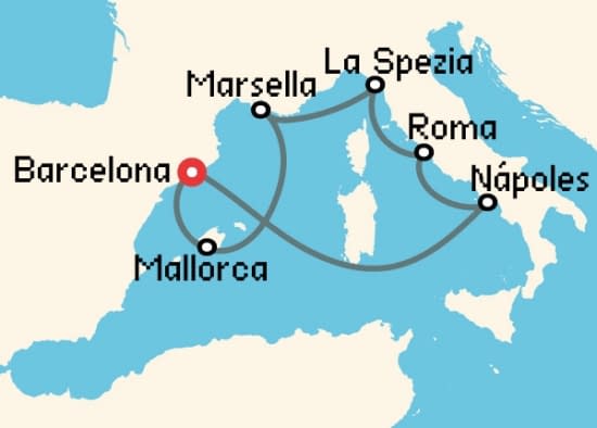 Itinerario del Crucero Mediterráneo desde Barcelona Royal Caribbean