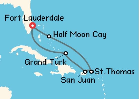 Itinerario del Crucero Caribe desde Fort Lauderdale Holland America