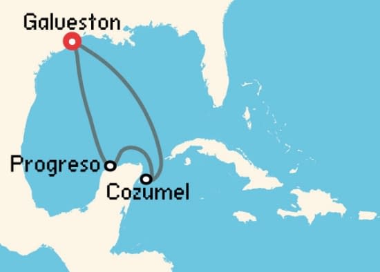 Itinerario del Crucero Caribe desde Galveston Carnival Cruise Lines