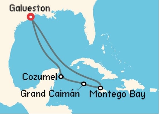 Itinerario del Crucero Caribe desde Galveston Carnival Cruise Lines