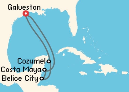 Itinerario del Crucero Caribe desde Galveston Carnival Cruise Lines