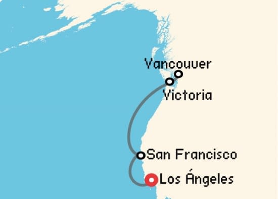 Itinerario del Crucero Alaska desde Los Ángeles Norwegian Cruise Line