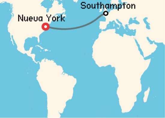 Itinerario del Crucero Transatlánticos desde Nueva York Cunard