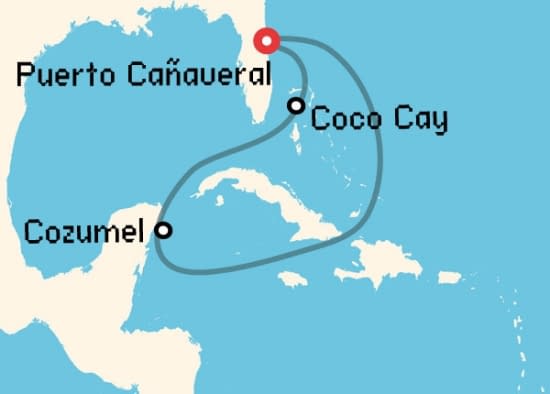 Itinerario del Crucero Caribe desde Puerto Cañaveral Royal Caribbean