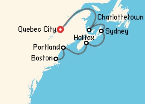 Itinerario del Crucero Norteamérica y Canadá desde Quebec City Holland America