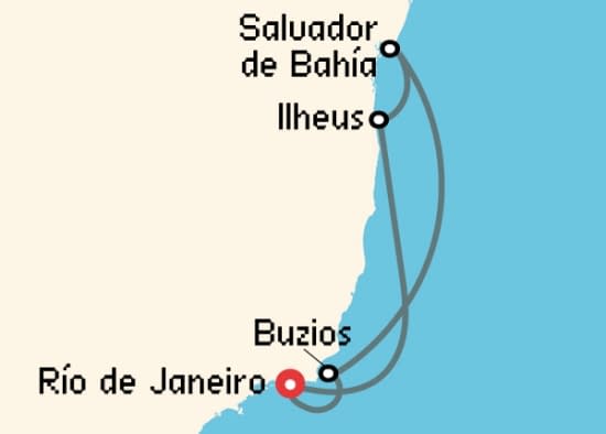 Itinerario del Crucero Sudamérica desde Río de Janeiro MSC Cruceros
