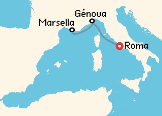 Itinerario del Crucero Mediterráneo desde Roma - Civitavecchia MSC Cruceros