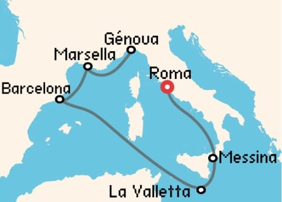 Itinerario del Crucero Mediterráneo desde Roma - Civitavecchia MSC Cruceros