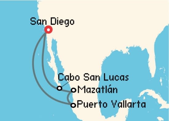 Itinerario del Crucero Riviera Mexicana desde San Diego Holland America