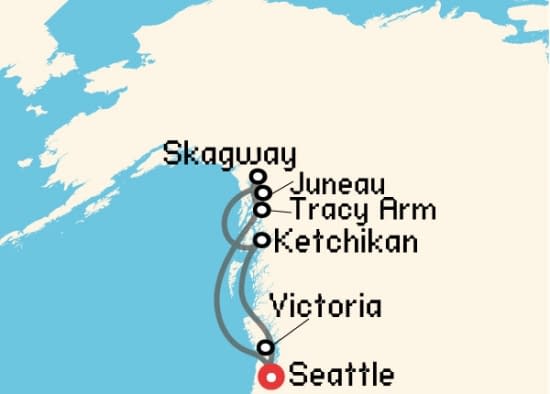 Itinerario del Crucero Alaska desde Seattle Carnival Cruise Lines