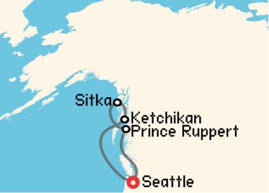 Itinerario del Crucero Alaska desde Seattle Virgin Voyages