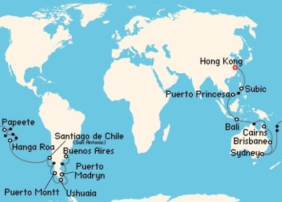 Itinerario del Crucero Transatlánticos desde Hong Kong Costa Cruceros
