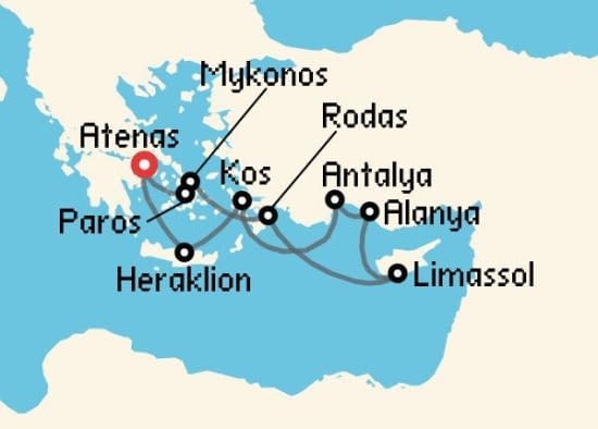 Itinerario del Crucero Islas Griegas desde Atenas - El Pireo Azamara Club Cruises
