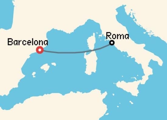 Itinerario del Crucero Mediterráneo desde Barcelona MSC Cruceros