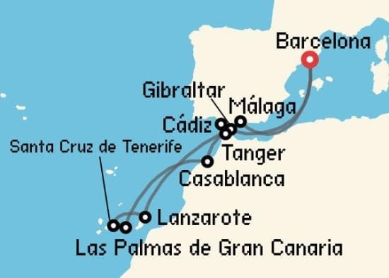 Itinerario del Crucero Islas Canarias desde Barcelona Celebrity Cruises