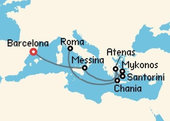 Itinerario del Crucero Islas Griegas desde Barcelona Disney Cruise Line