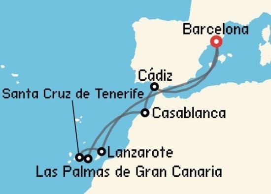 Itinerario del Crucero Islas Canarias desde Barcelona Celebrity Cruises