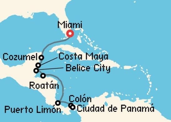 Itinerario del Crucero Caribe desde Miami Oceania Cruises