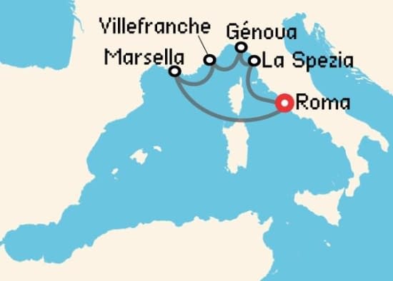 Itinerario del Crucero Mediterráneo desde Roma - Civitavecchia Cunard