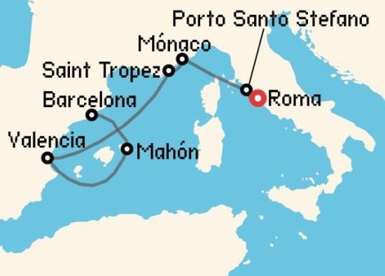 Itinerario del Crucero Mediterráneo desde Roma - Civitavecchia Explora Journeys