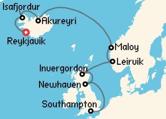 Itinerario del Crucero Islandia y Groenlandia desde Reykjavik Norwegian Cruise Line