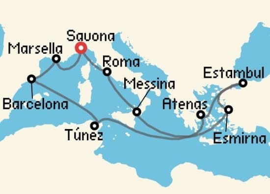 Itinerario del Crucero Islas Griegas desde Savona Costa Cruceros