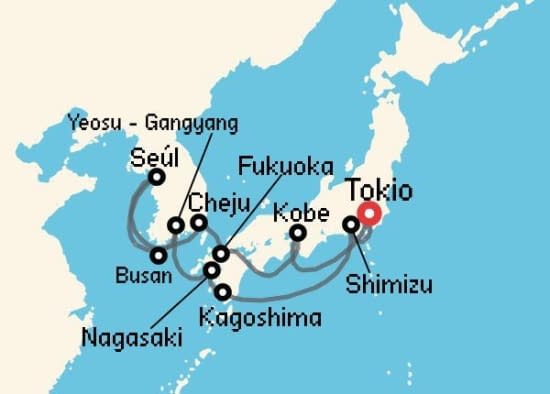 Itinerario del Crucero Asia desde Tokio Holland America